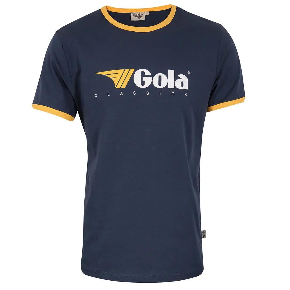 Gola Classics Printed Ringer Tee In Navy/Gold