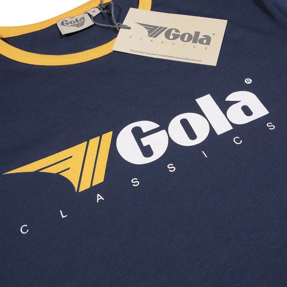 Gola Classics Printed Ringer Tee In Navy/Gold