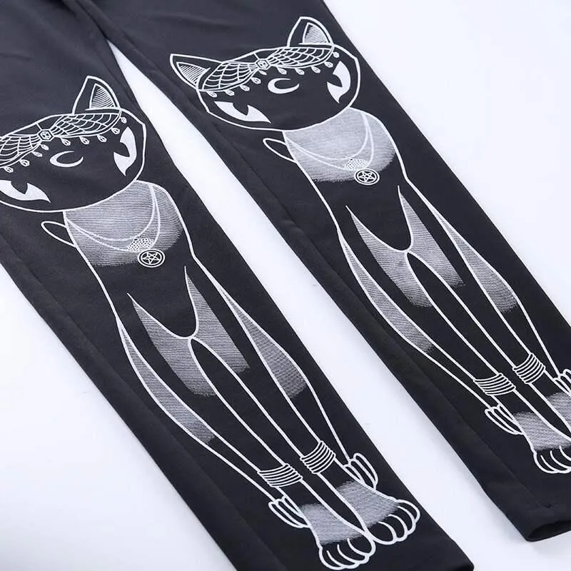 Gothic Leggings With Dark Print