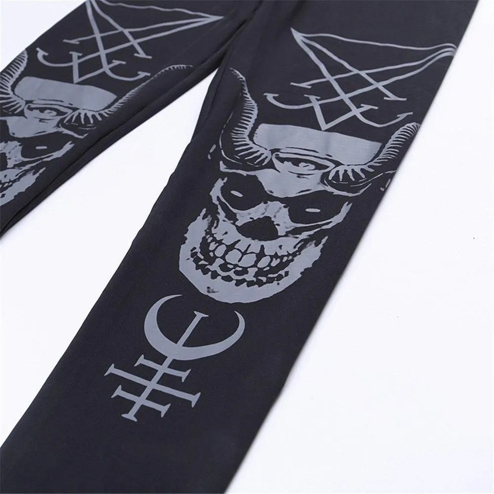 Gothic Leggings With Dark Print
