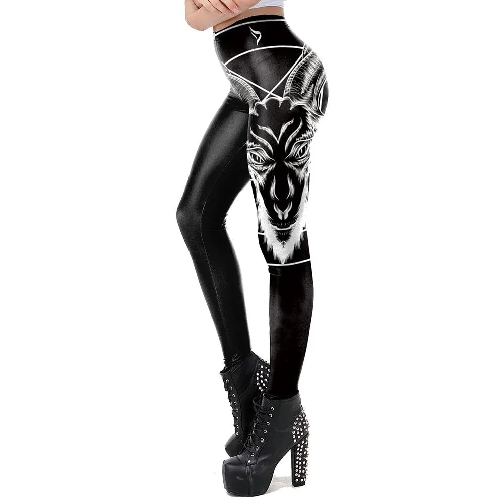 Gothic Leggings With Dark Print