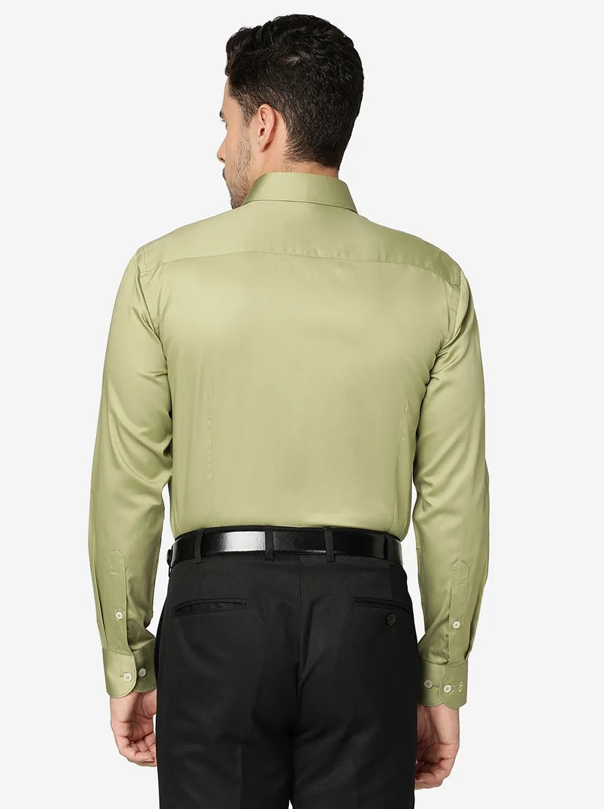 Green Solid Slim Fit Formal Shirt | Metal