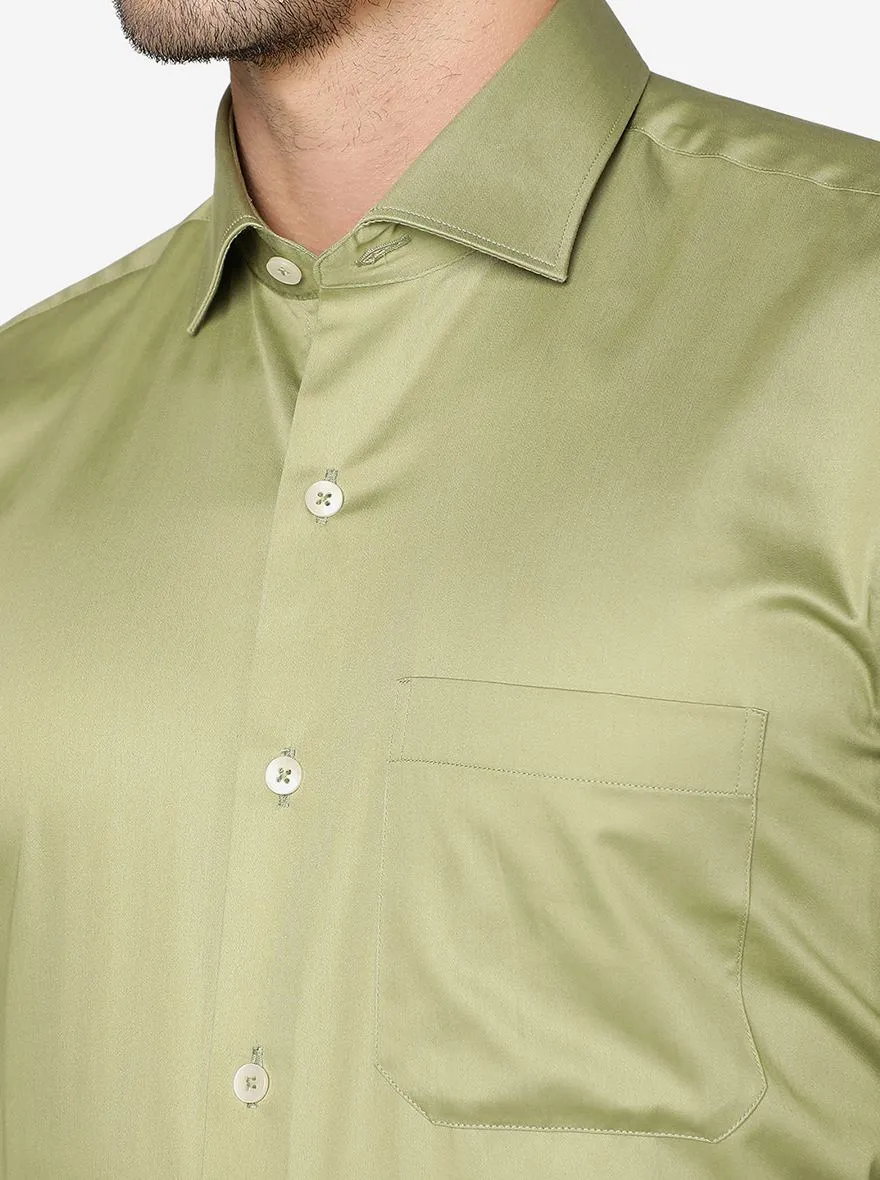 Green Solid Slim Fit Formal Shirt | Metal