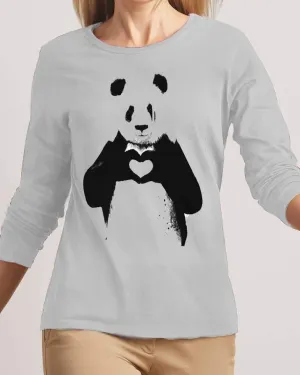 Heart Bear New Fashion Grey High Graphic Round Neck T-shirt