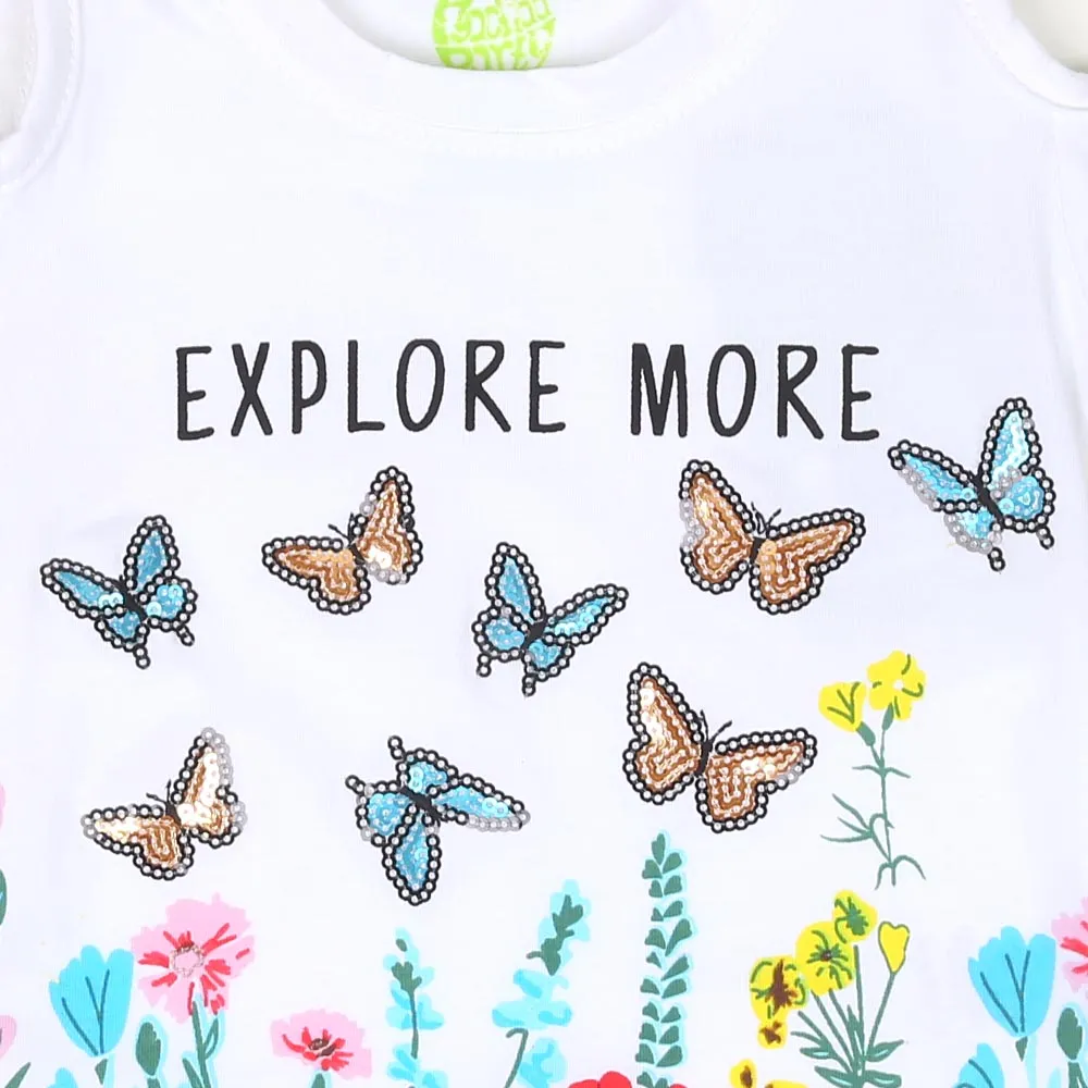 Infant Girls T-Shirts Explore More - White | Bachaa Party Baby Clothes Girls Tops & T-Shirts