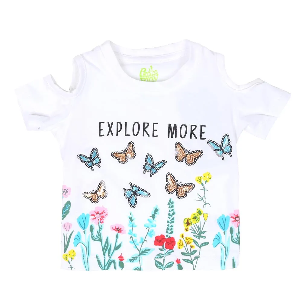 Infant Girls T-Shirts Explore More - White | Bachaa Party Baby Clothes Girls Tops & T-Shirts