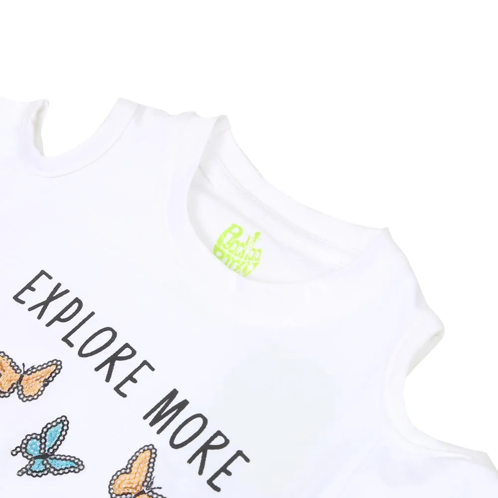 Infant Girls T-Shirts Explore More - White | Bachaa Party Baby Clothes Girls Tops & T-Shirts