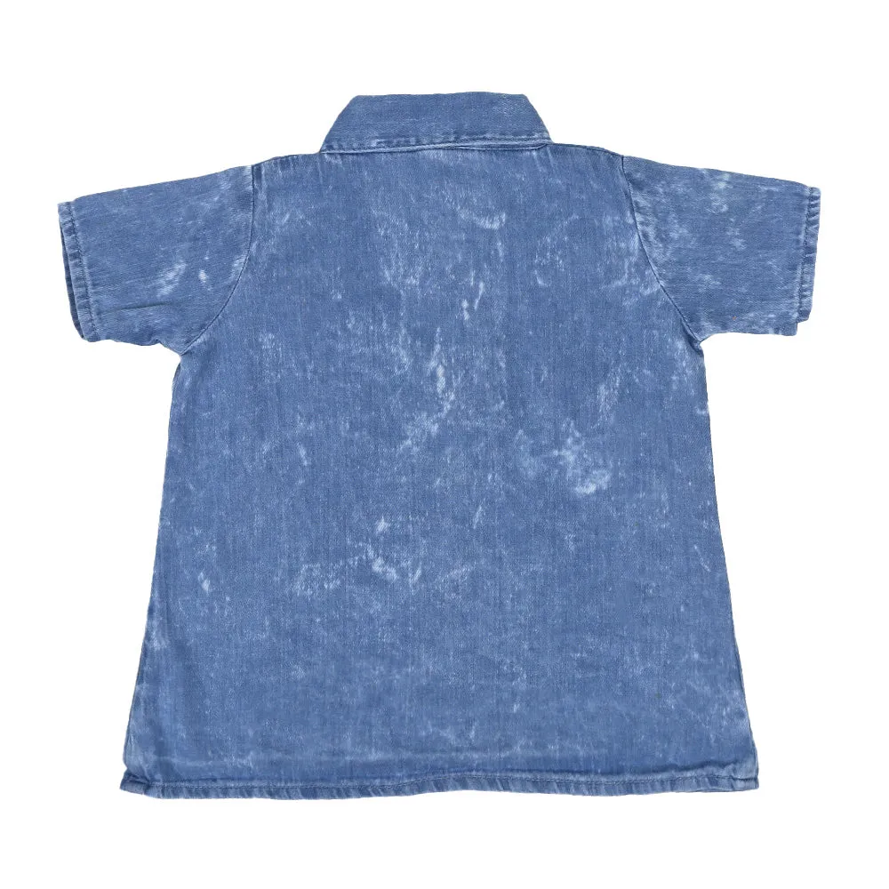 Infant Girls Top Denim Rainbow Emb - Ice Blue | Bachaa Party Baby Clothes Girls Tops & T-Shirts