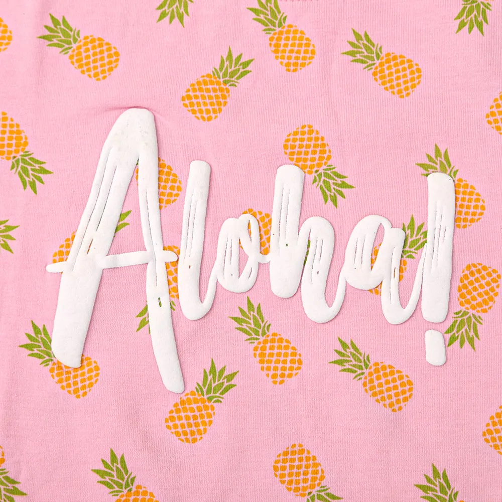 Infants Aloha T-Shirt For Girls - Pink | Bachaa Party Baby Clothes Girls Tops & T-Shirts