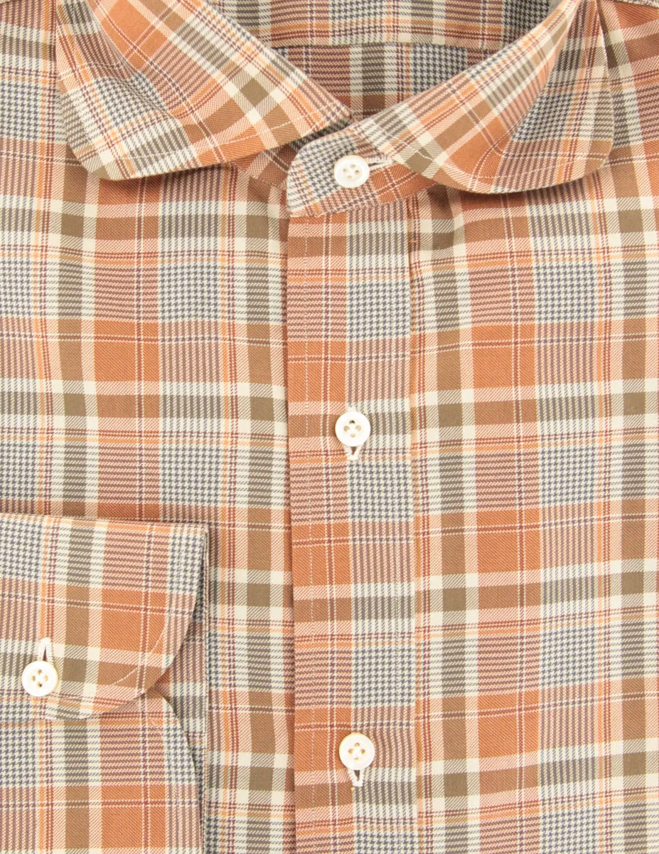 Isaia Caramel Brown Shirt - Slim