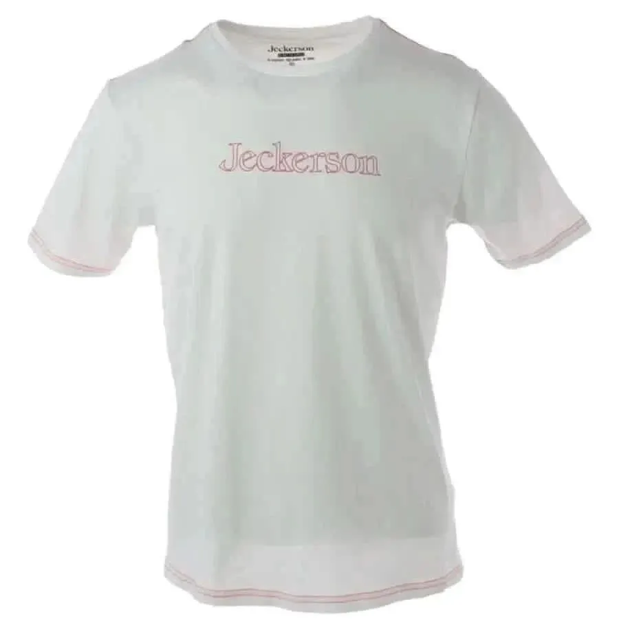 Jeckerson Men's White Slim Fit T-Shirt with Print