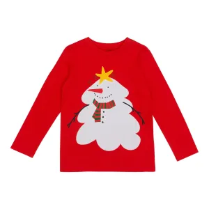 KID LS TEE WITH SNOWMAN PRINT