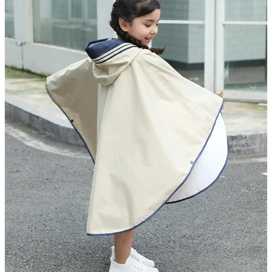 Korean Style Parent-Child Waterproof Oxford Cloth Rain Poncho with Schoolbag Space