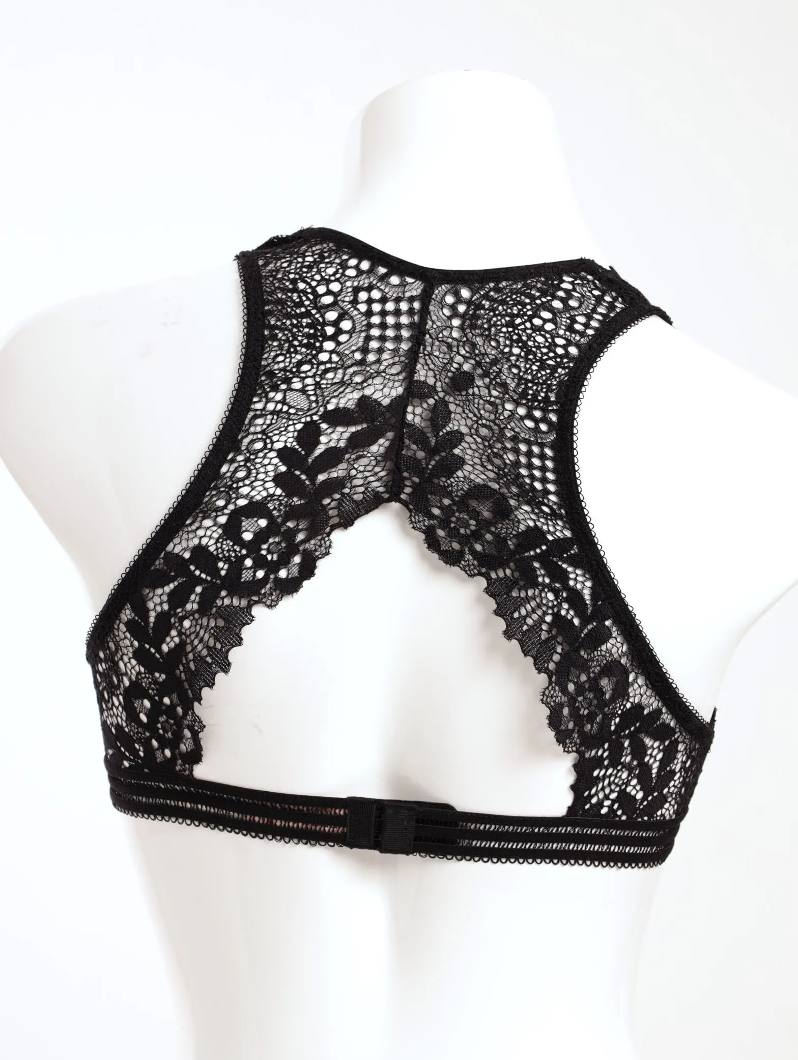 Ladies Lace Elastic Trim Racerback Bralette Bra