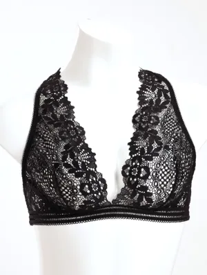 Ladies Lace Elastic Trim Racerback Bralette Bra