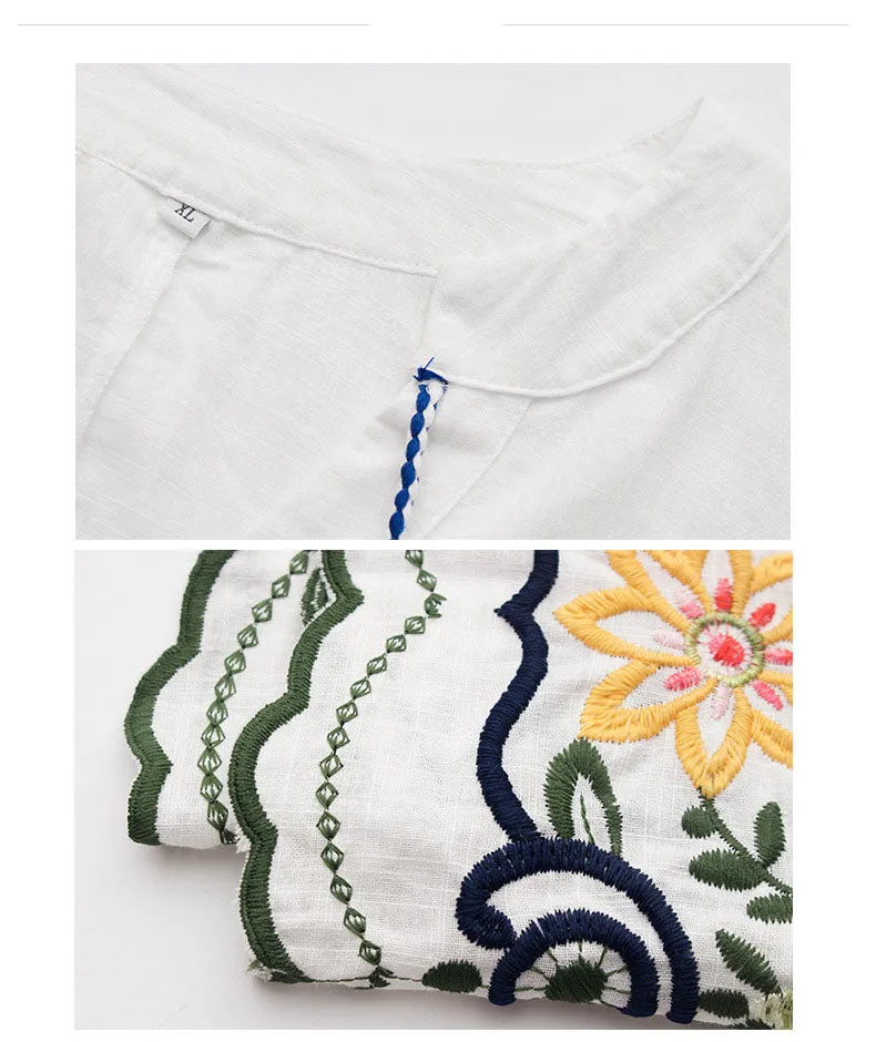 Large Size Women's Early Autumn Embroidered T-shirt Top