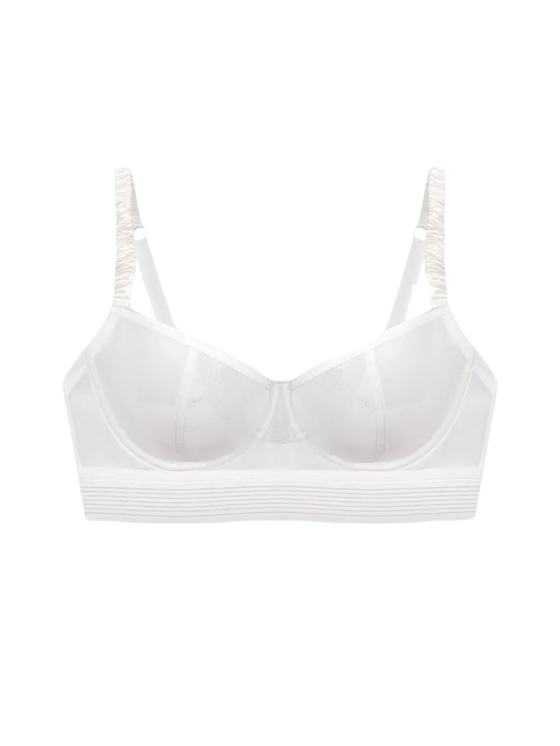 Leia Saint ivory sheer mesh bra