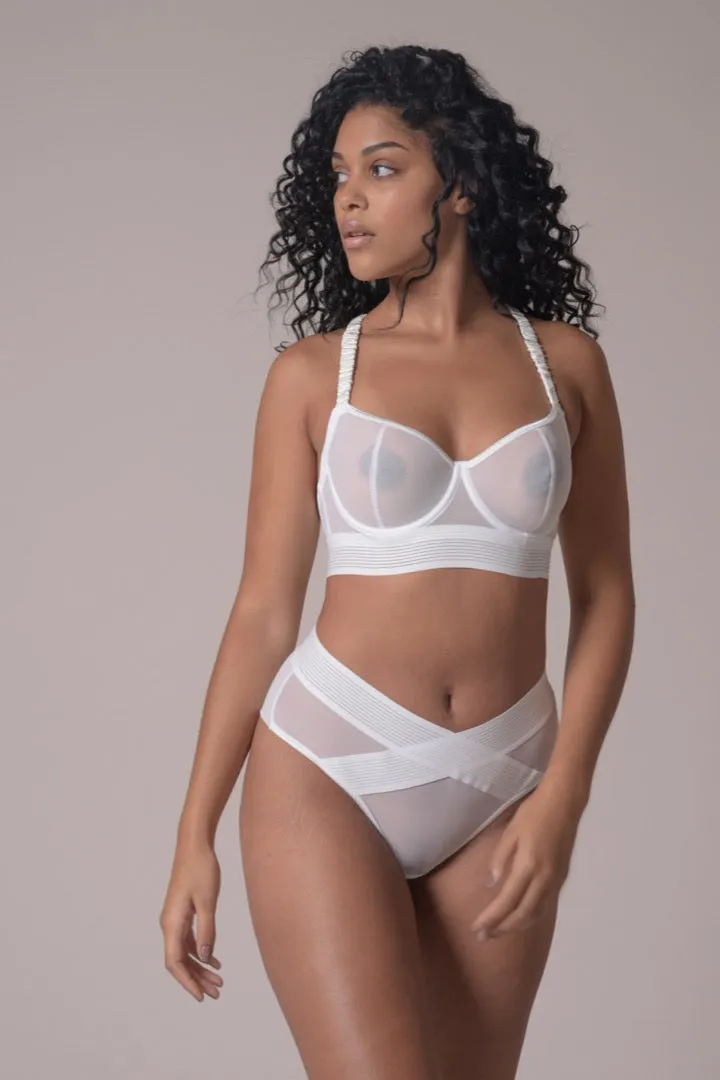 Leia Saint ivory sheer mesh bra