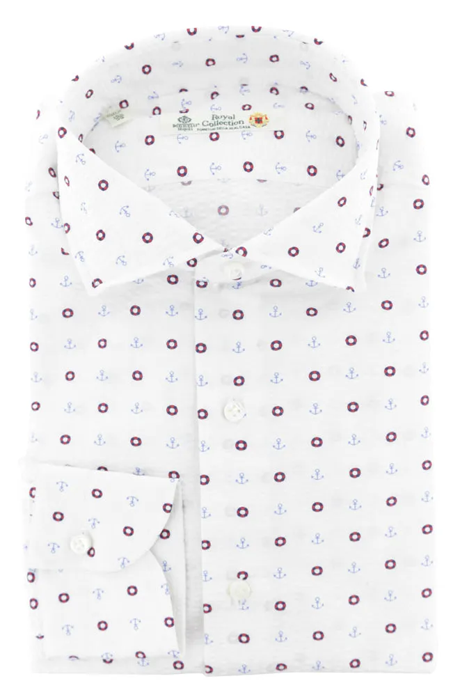 Luigi Borrelli Red Anchor Print Shirt - Slim