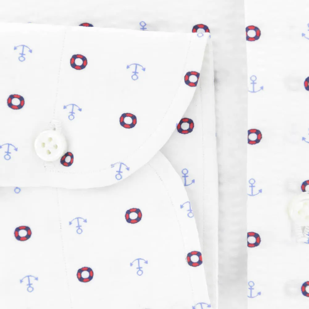 Luigi Borrelli Red Anchor Print Shirt - Slim