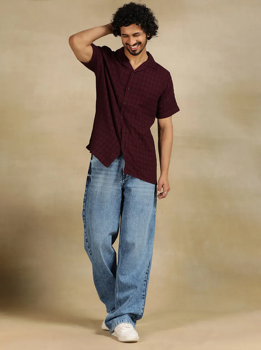 Maroon Solid Slim Fit Casual Shirt | JadeBlue