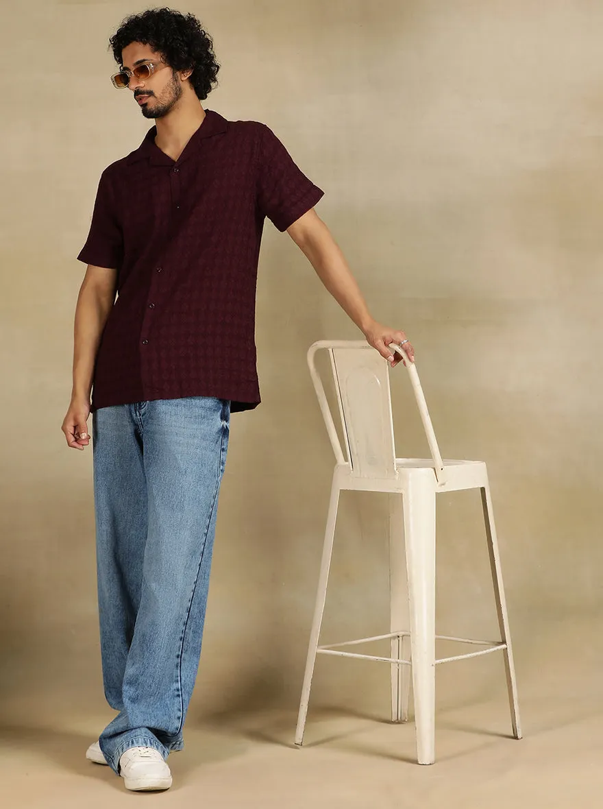 Maroon Solid Slim Fit Casual Shirt | JadeBlue