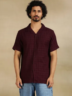 Maroon Solid Slim Fit Casual Shirt | JadeBlue