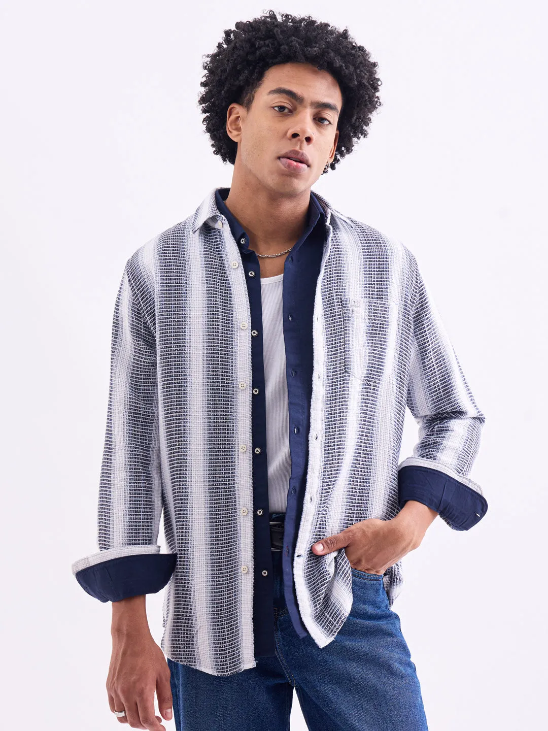 Maroon Striped Slim Fit Shirt