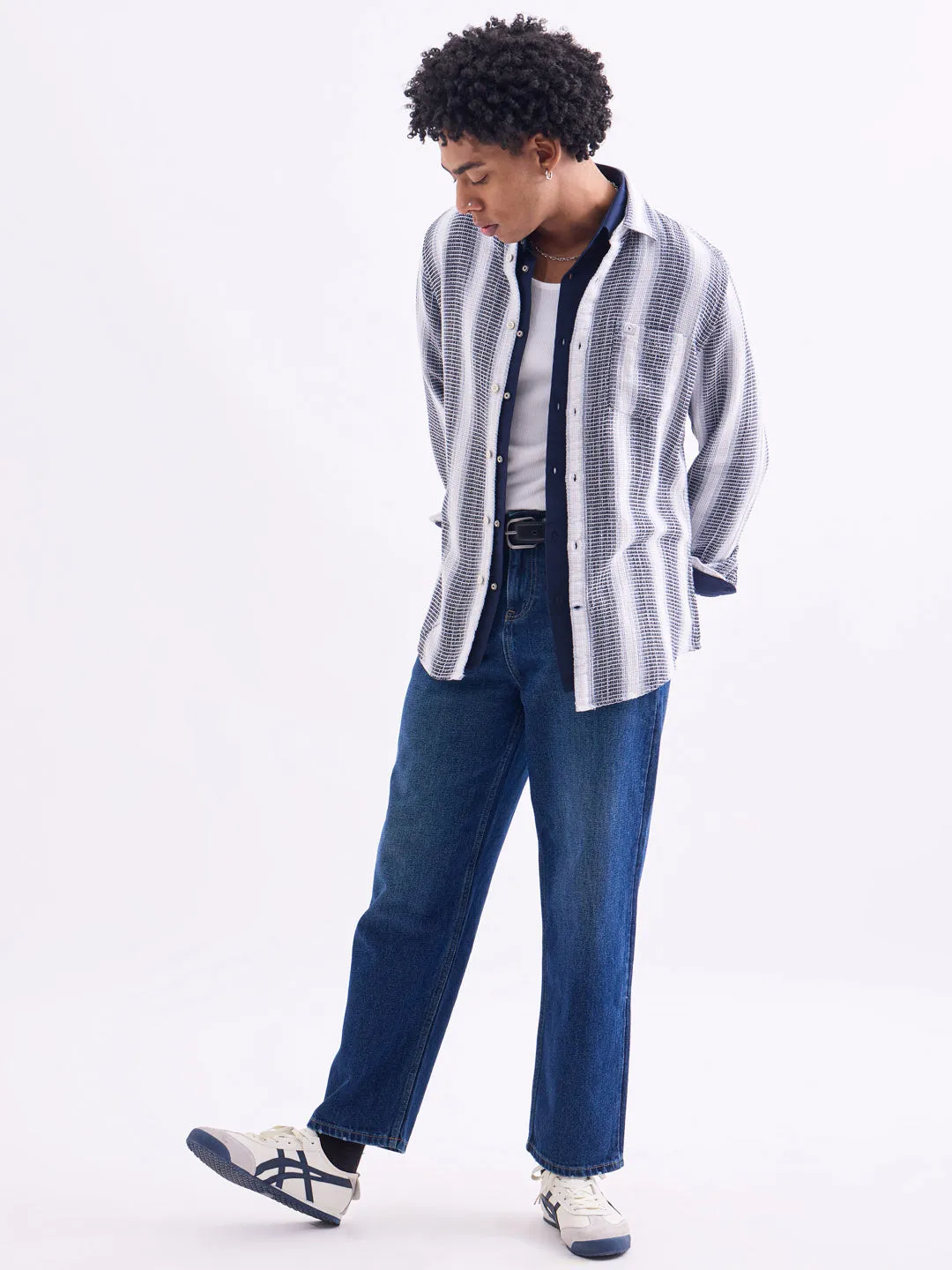 Maroon Striped Slim Fit Shirt