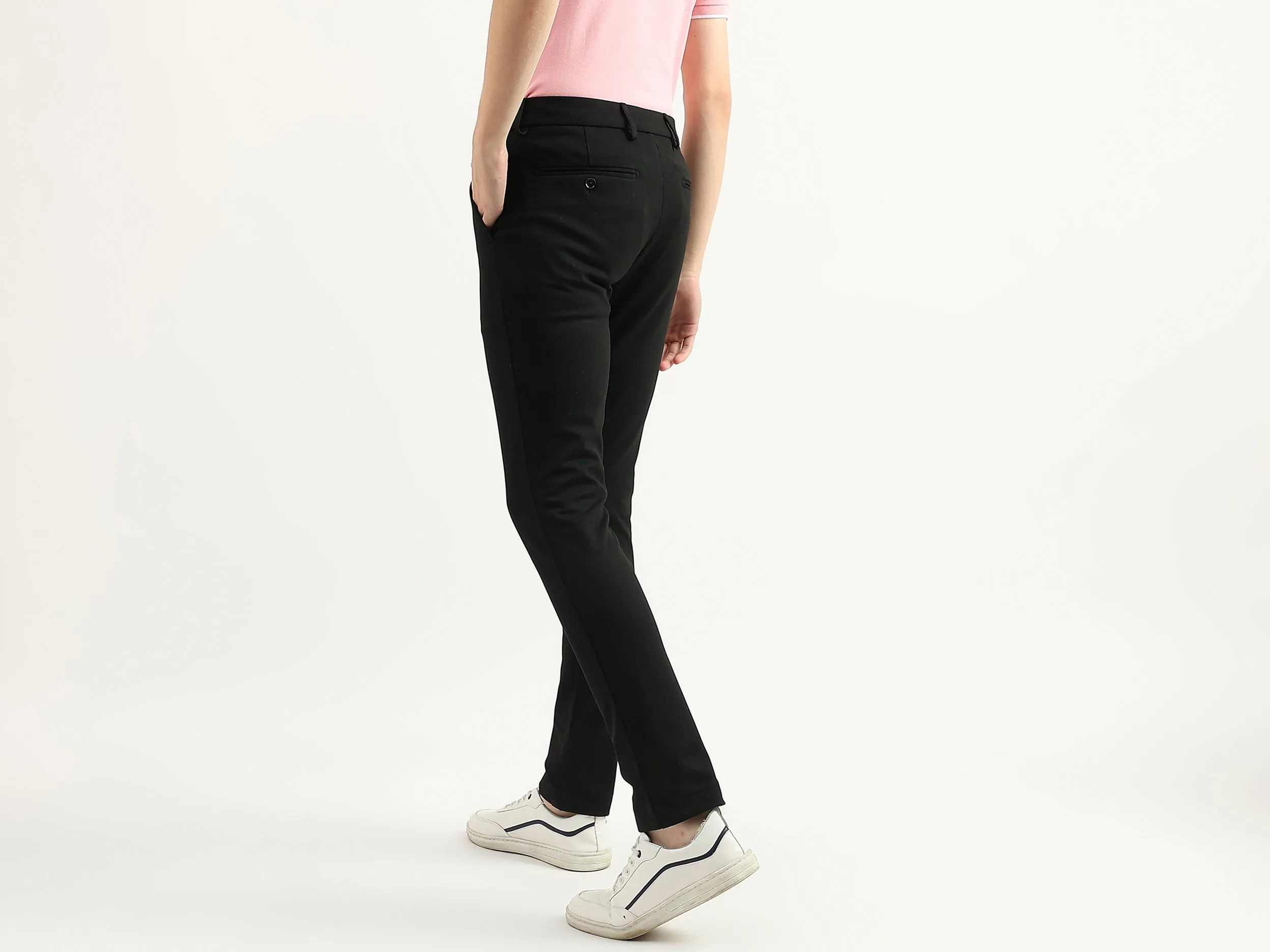 Men Textured Slim Fit Trousers