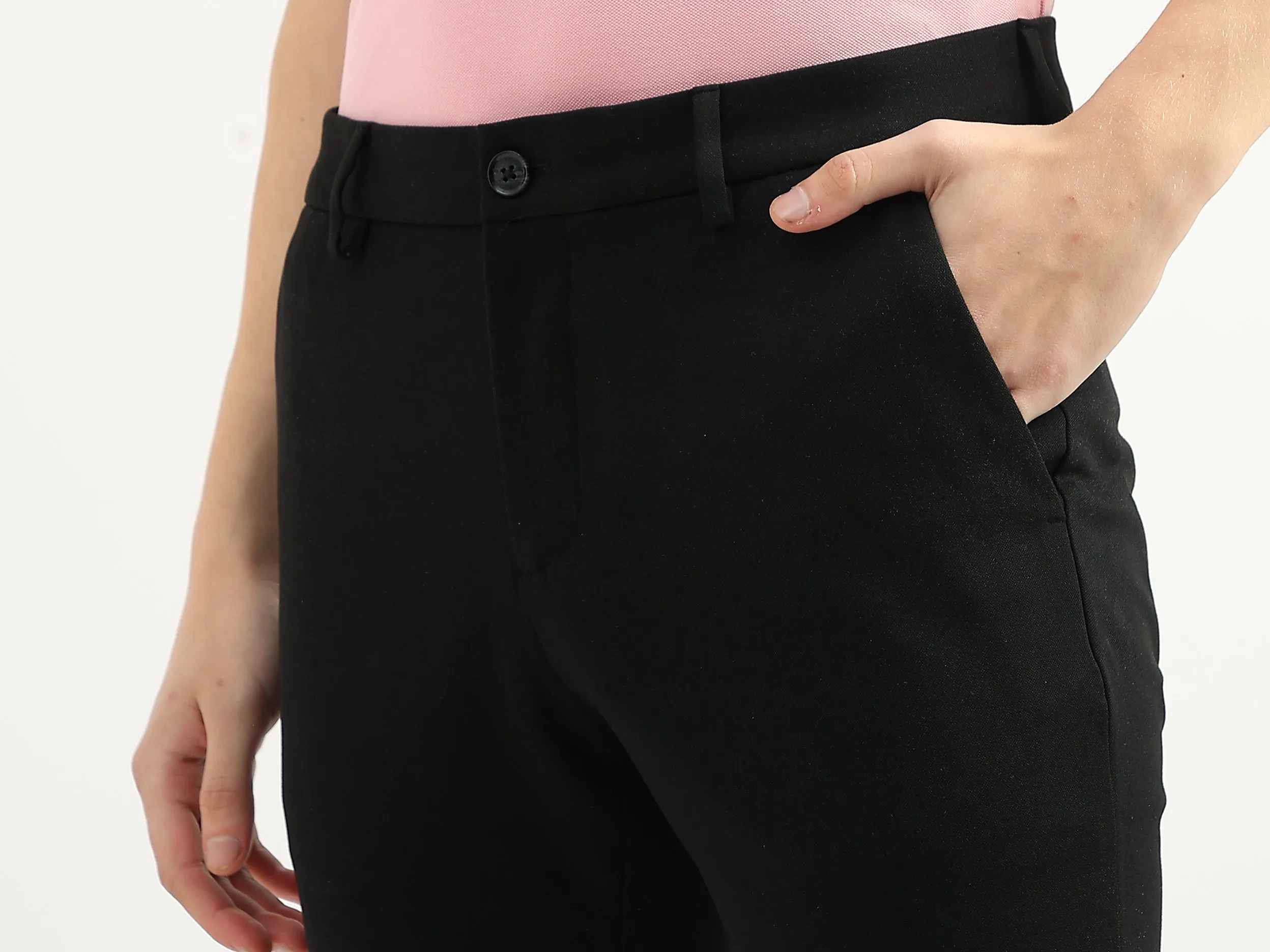 Men Textured Slim Fit Trousers