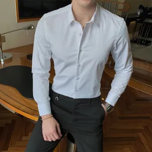 Men's Classic Slim Fit Long Sleeve Cotton Business Shirt