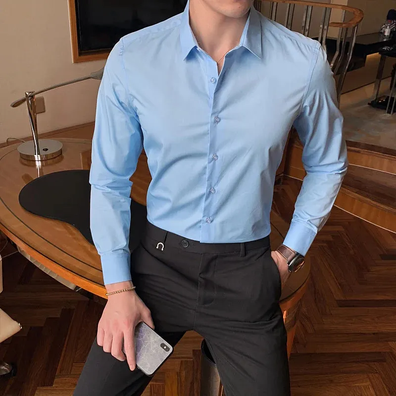 Men's Classic Slim Fit Long Sleeve Cotton Business Shirt