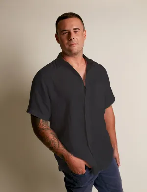 MENS SHIRT | SLIM FIT | SHORT SLEEVE | BLACK