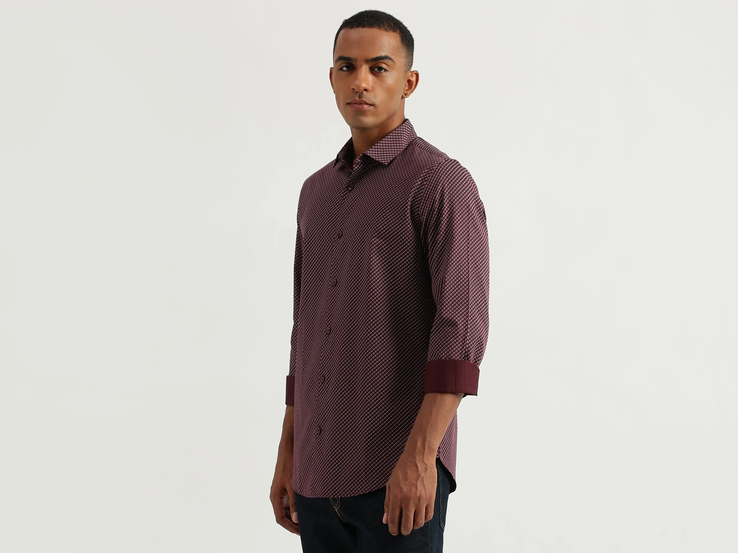 Men's Slim Fit Cutaway Collar Printed Shirts