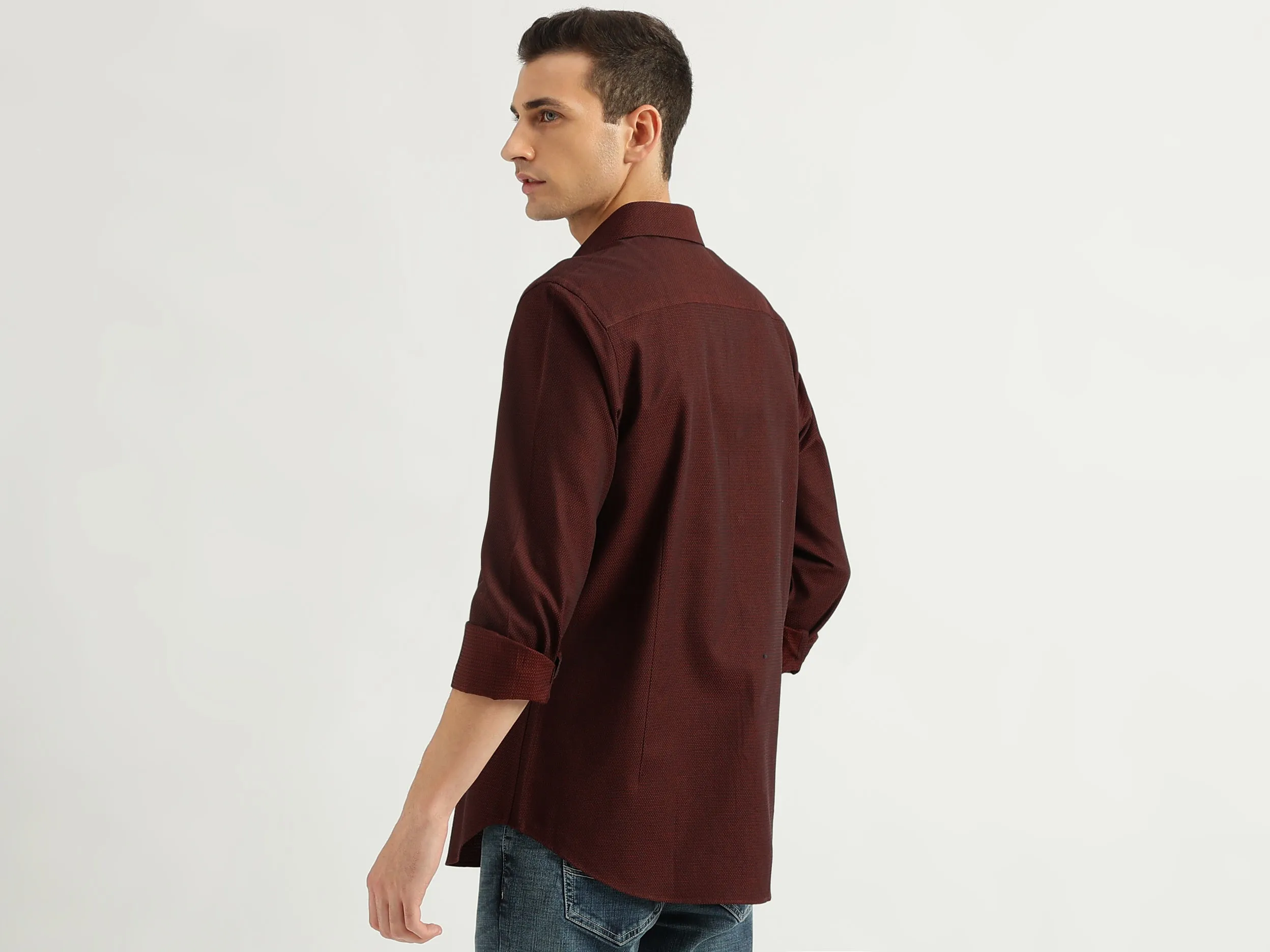 Men's Slim Fit Spread Collar Solid Shirts