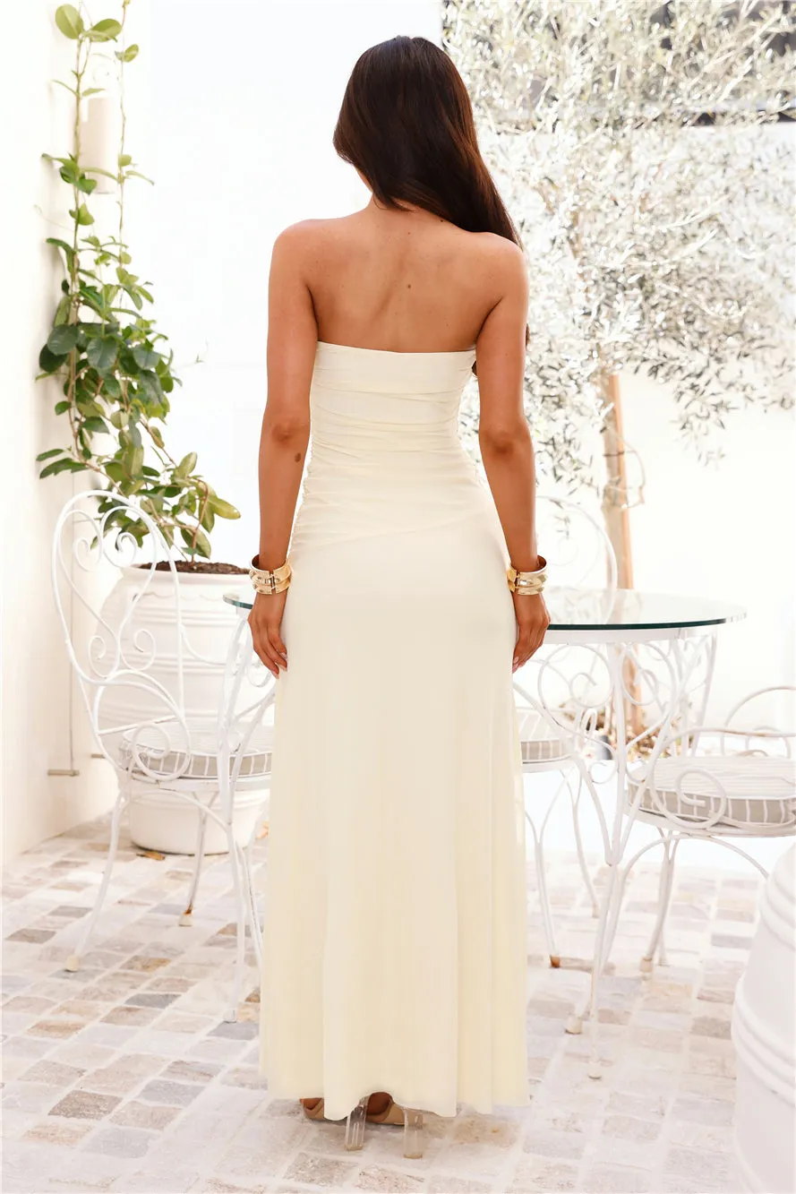 Muse Girl Strapless Mesh Maxi Dress Yellow