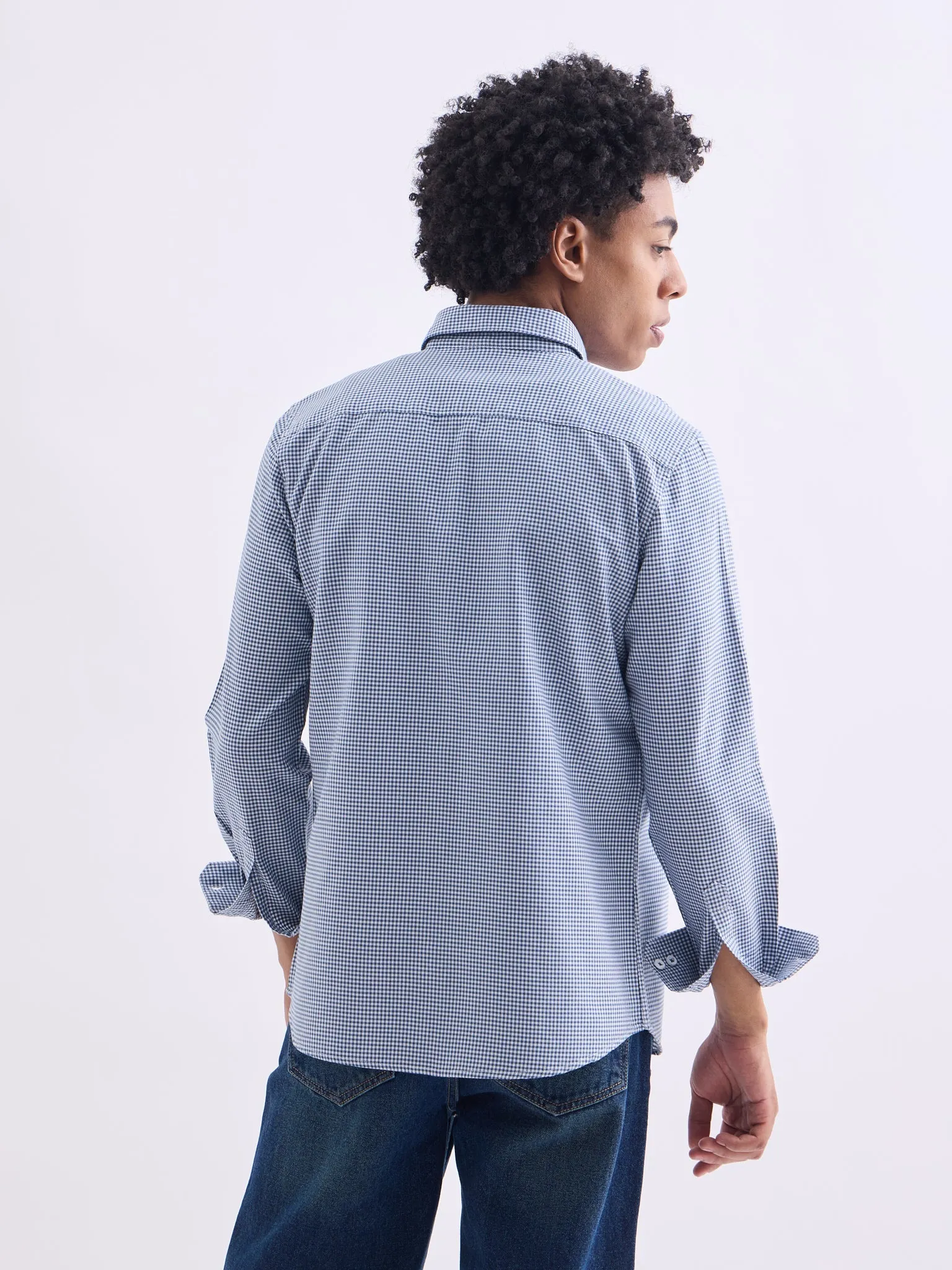 Navy Checks Slim Fit Shirt