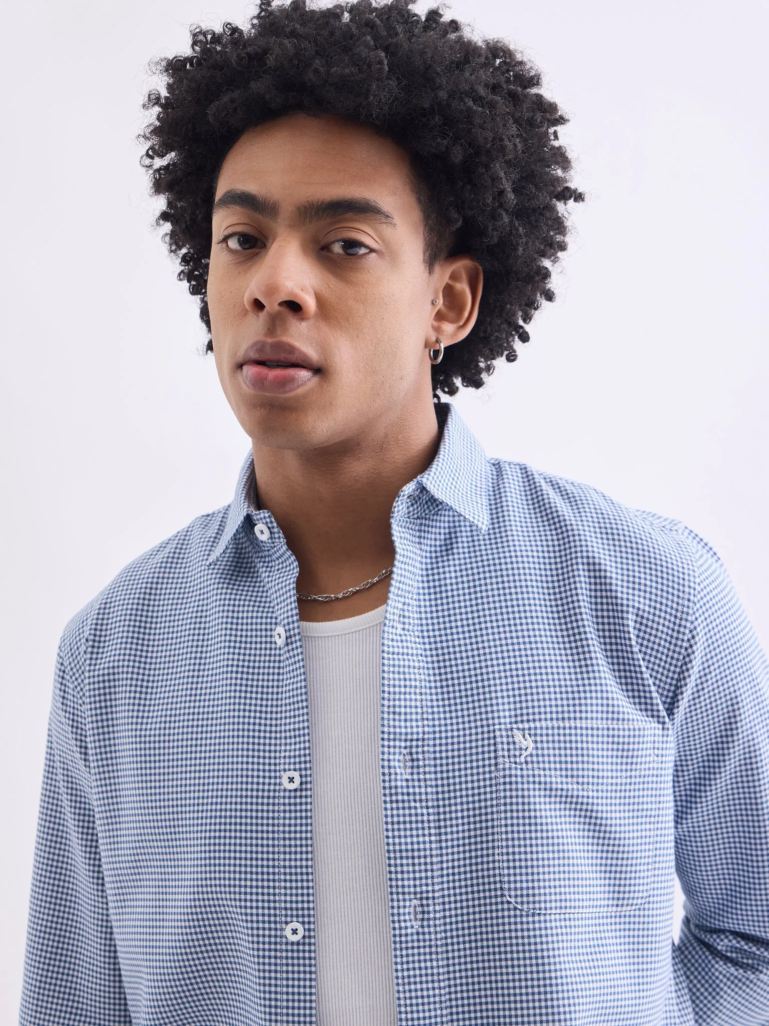 Navy Checks Slim Fit Shirt