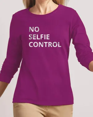 No Selfie Control New Fashion Purple High Graphic Round Neck T-shirt