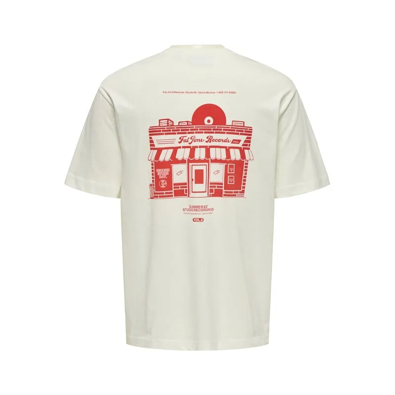 Only and Sons Onsrylan Rlx Record Prints T-shirt White