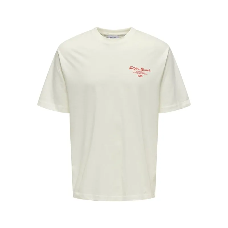 Only and Sons Onsrylan Rlx Record Prints T-shirt White