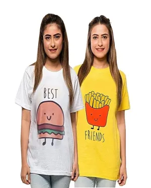 Pack Of 2 - WhiteYellow Best Friends Printed T-Shirts