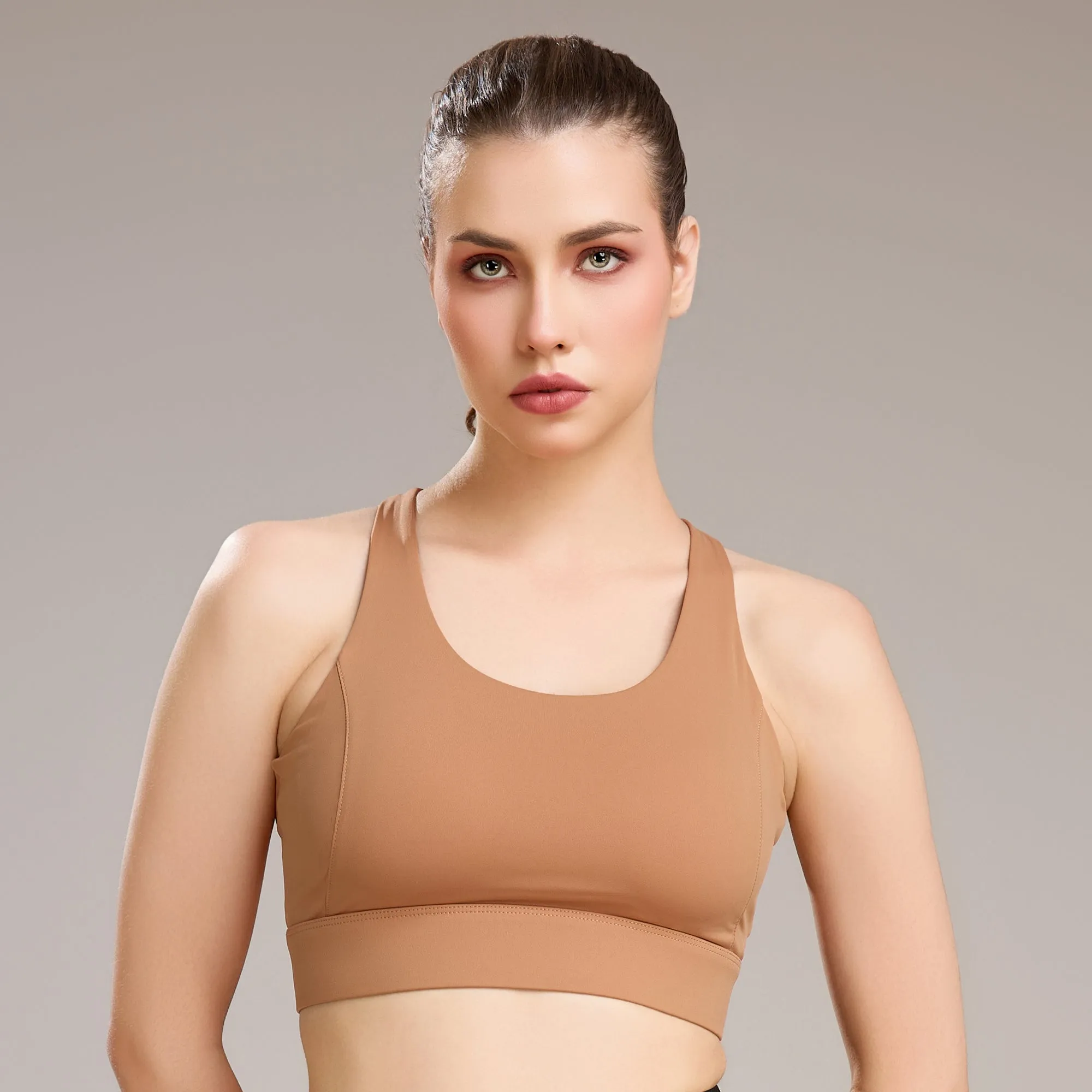Padded Non wired Full Coverage Seamless Racerback Sports Bra