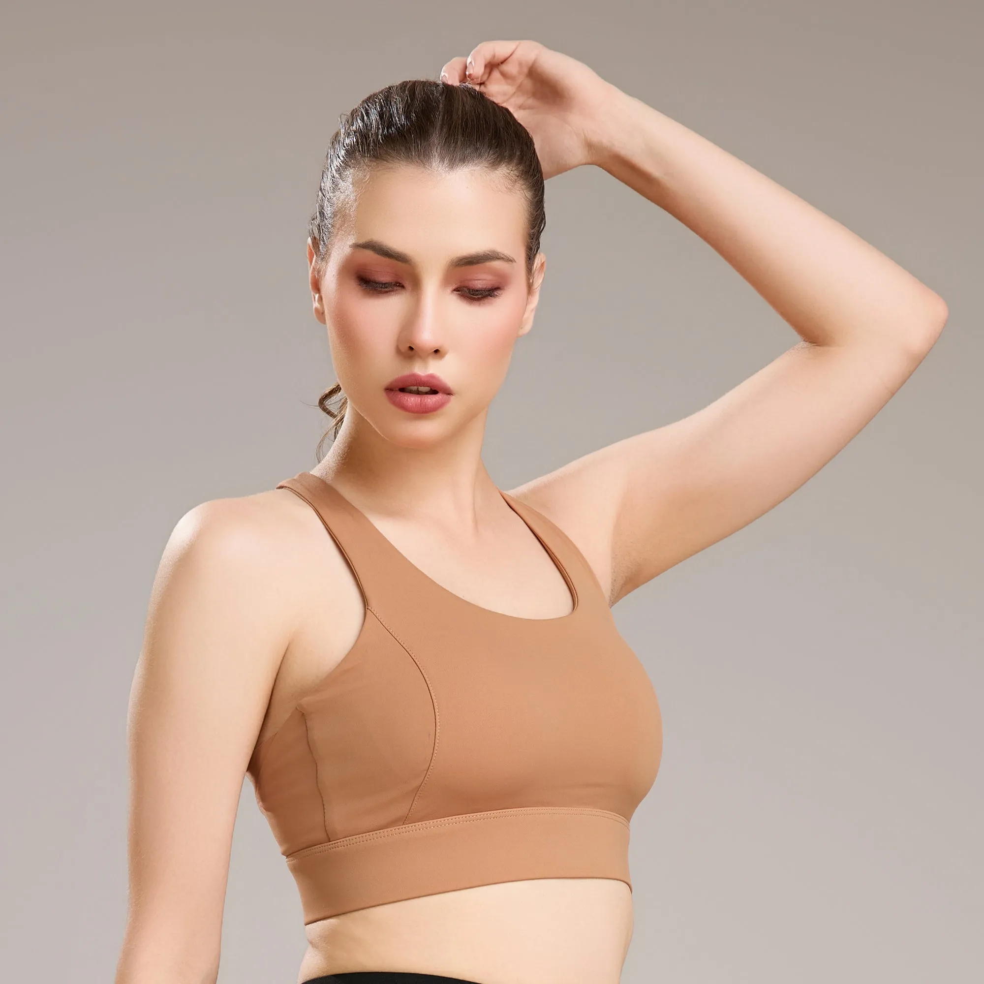 Padded Non wired Full Coverage Seamless Racerback Sports Bra