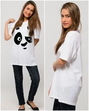 Panda White Printed T-Shirt For Her
