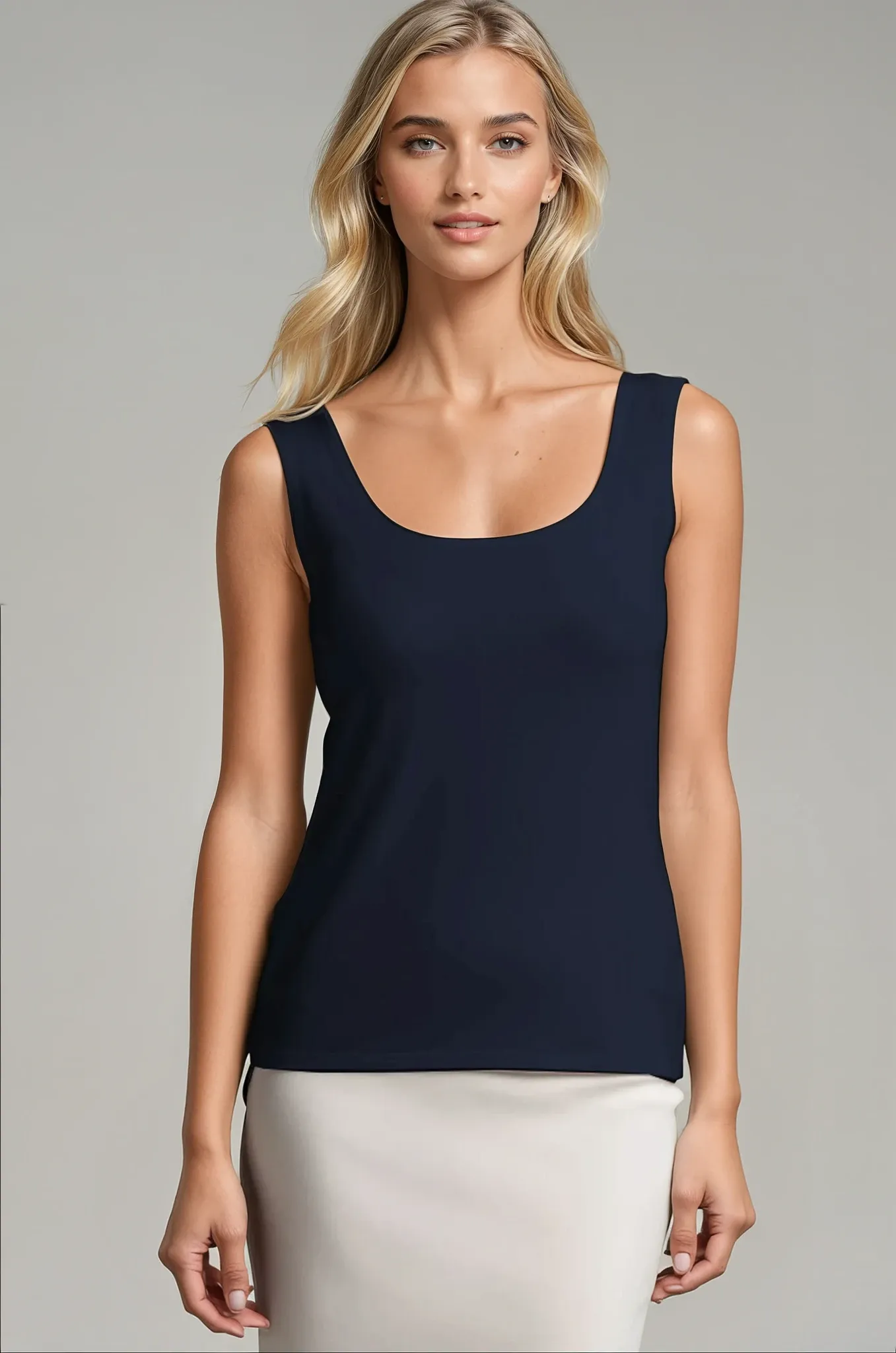 PAULA RYAN ESSENTIALS Slim Fit Singlet - MicroModal Navy