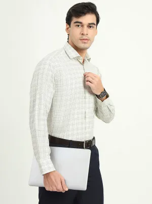 Pista Green Checked Slim Fit Formal Shirt | Greenfibre