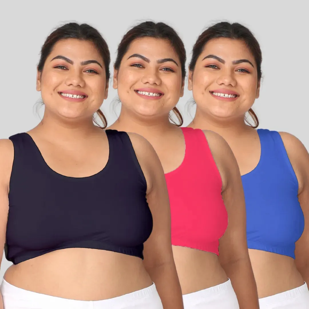 Plus Size Night Bra | Plus Size Home Bra | Non Padded | Non Wired | Full Coverage | Racerback | Pack Of 3
