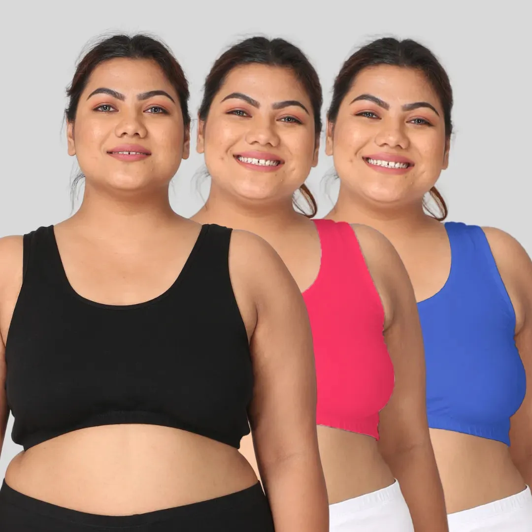 Plus Size Night Bra | Plus Size Home Bra | Non Padded | Non Wired | Full Coverage | Racerback | Pack Of 3